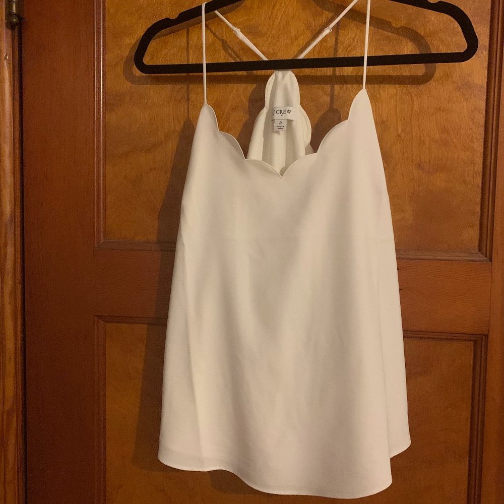 White Scalloped Razorback Tank - NEW